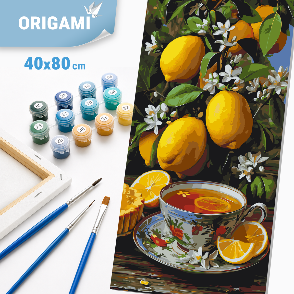 Malování podle čísel na rámu 40*80 cm - Čaj v citronové zahradě - Zátiší - LW 5197