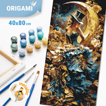 Malování podle čísel na rámu 40*80 cm - Elegantní dívka - Lidé/Květiny s metalickými barvami - LW 5206