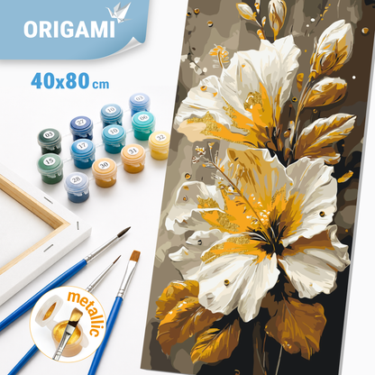 Malování podle čísel na rámu 40*80 cm - Luxusní kosatce - Květiny s metalickými barvami - LW 5216