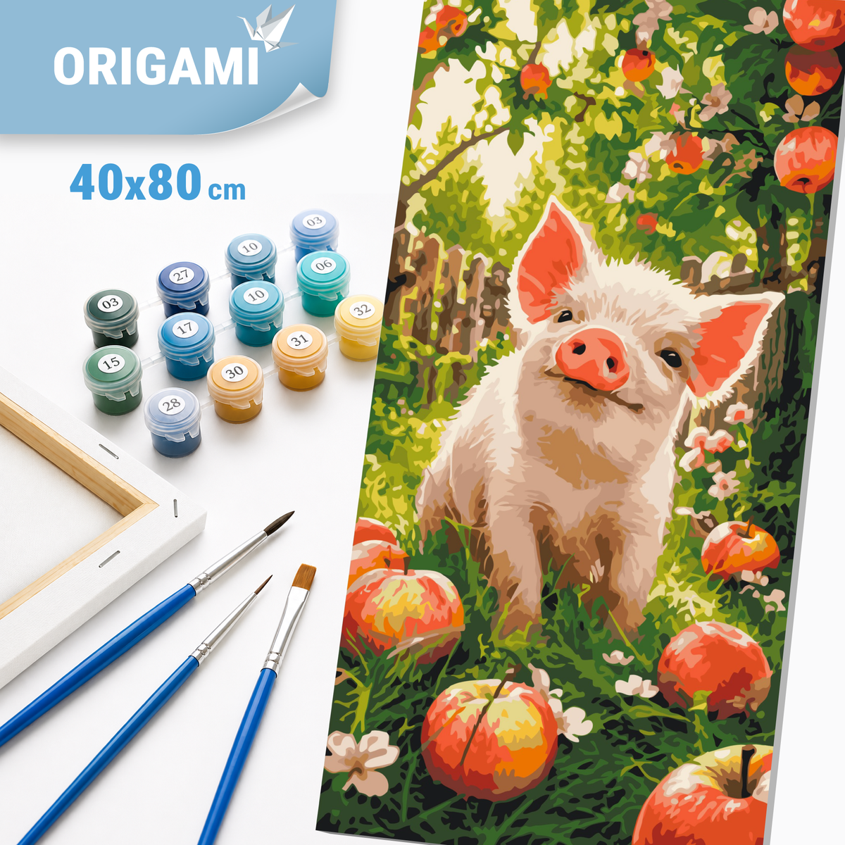 Malování podle čísel na rámu 40*80 cm - Šťastné prasátko - Zvířata - LW 5222