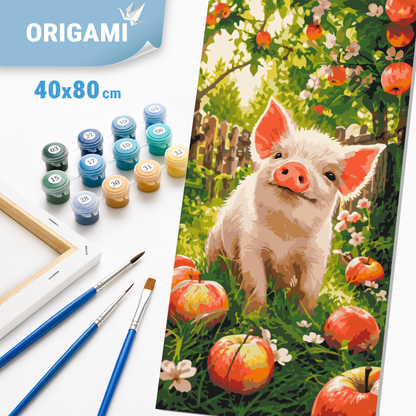 Malování podle čísel na rámu 40*80 cm - Šťastné prasátko - Zvířata - LW 5222