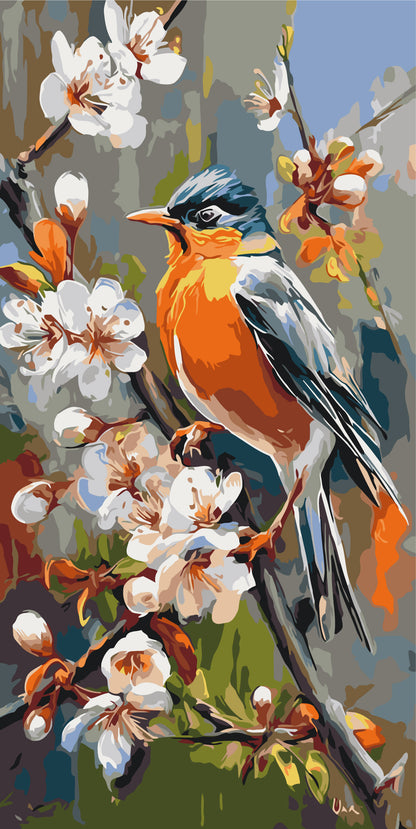 Malování podle čísel na rámu 40×80 cm - Ptáček štěstí - Zvířata/Krajinka - LW 5231