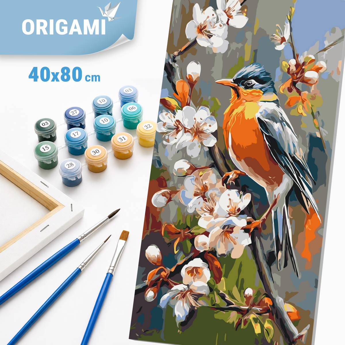 Malování podle čísel na rámu 40×80 cm - Ptáček štěstí - Zvířata/Krajinka - LW 5231