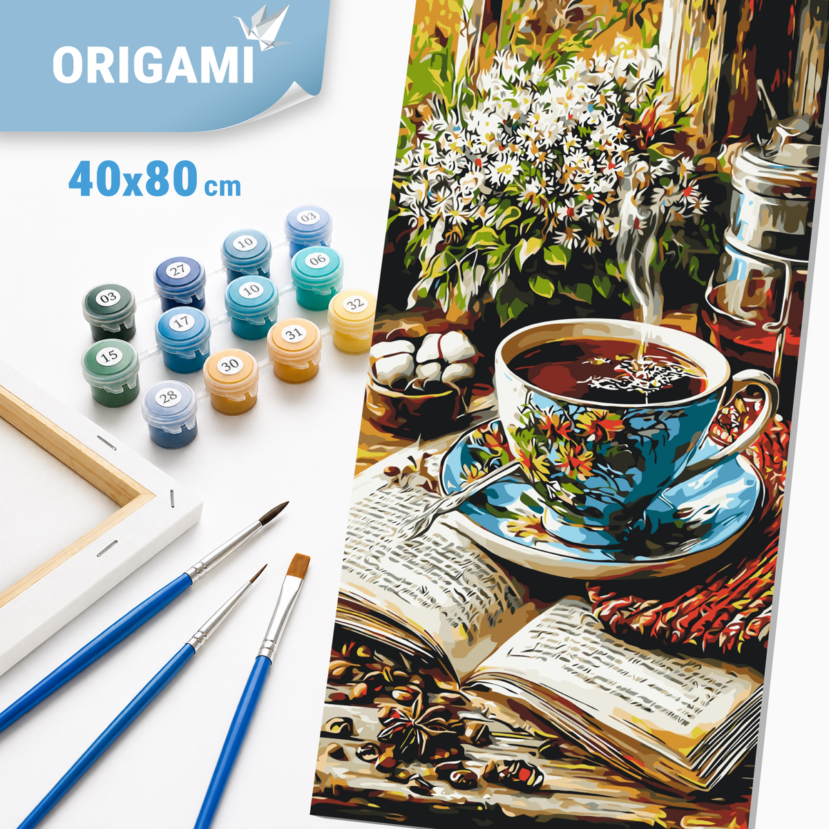 Malování podle čísel na rámu 40×80 cm - Příběhy u šálku kávy - Zátiší - LW 5237