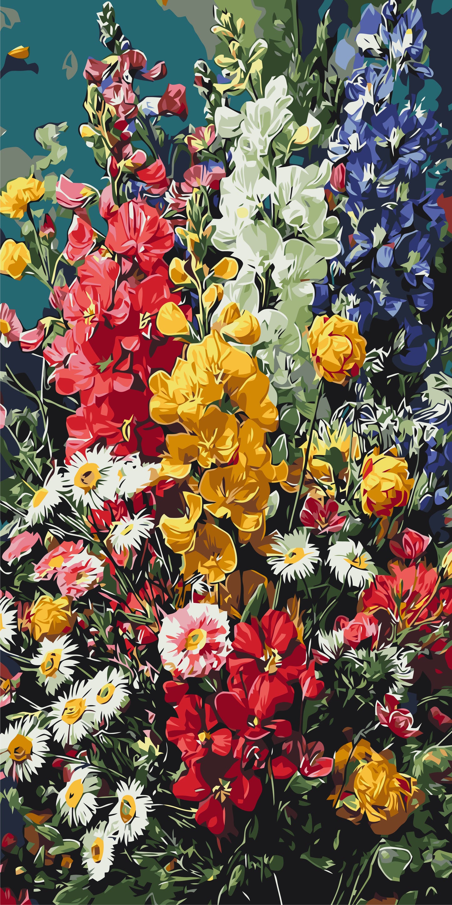 Malování podle čísel na rámu 40×80 cm - Sluneční symfonie - Květiny - LW 5245
