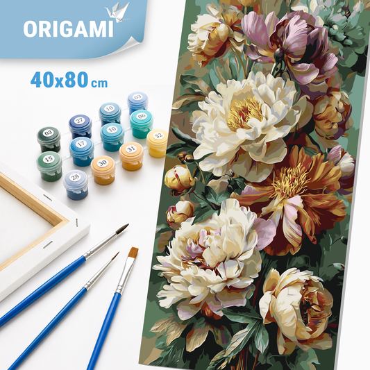 Paint by Numbers on a 40x80 cm frame - Noble Bouquet of Peonies - Flowers - LW 5250
