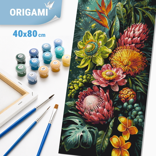 Malování podle čísel na rámu 40×80 cm - Tropická symfonie - Květiny - LW 5251