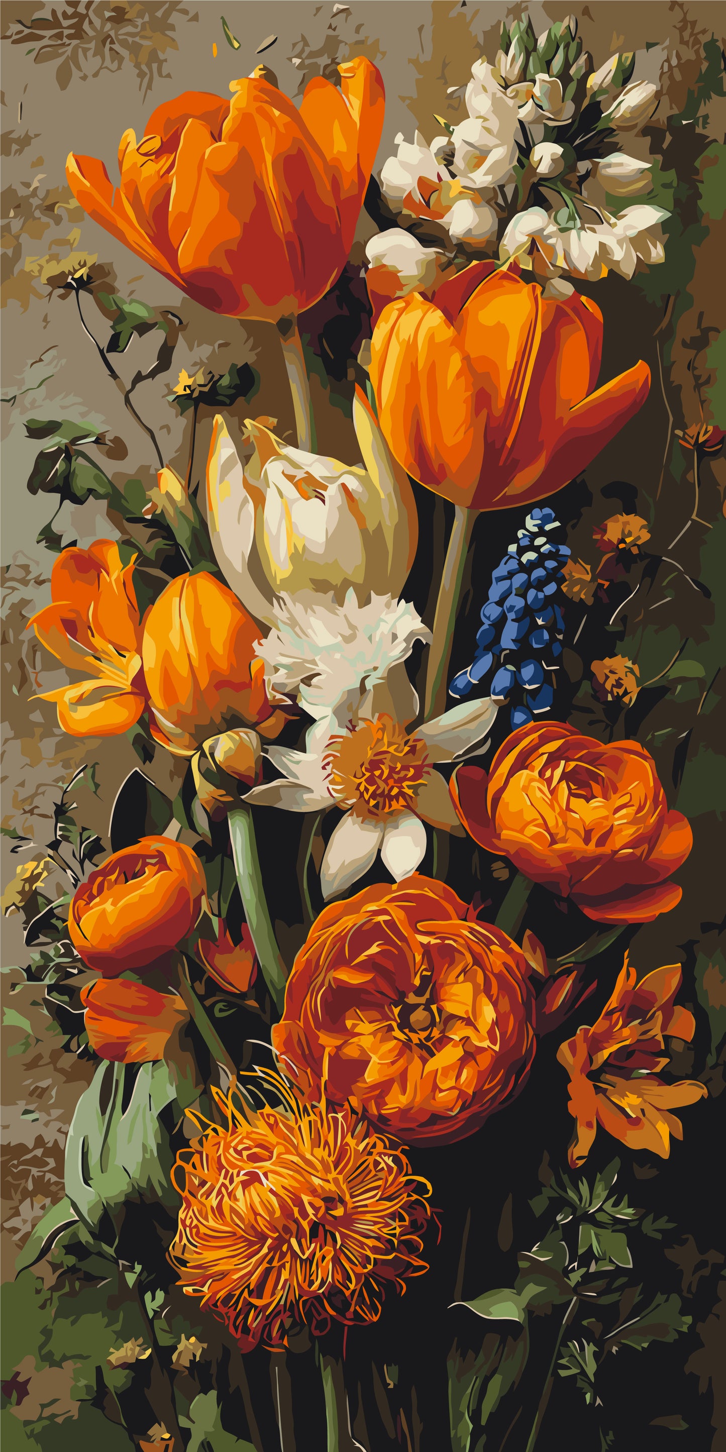 Malování podle čísel na rámu 40×80 cm - Jarní tulipány - Květiny - LW 5253