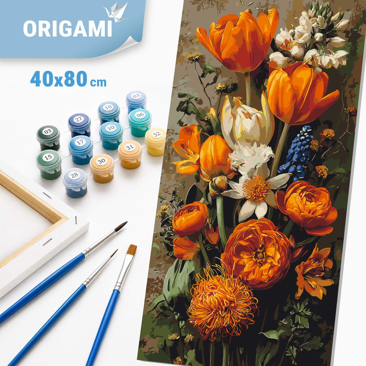 Malování podle čísel na rámu 40×80 cm - Jarní tulipány - Květiny - LW 5253