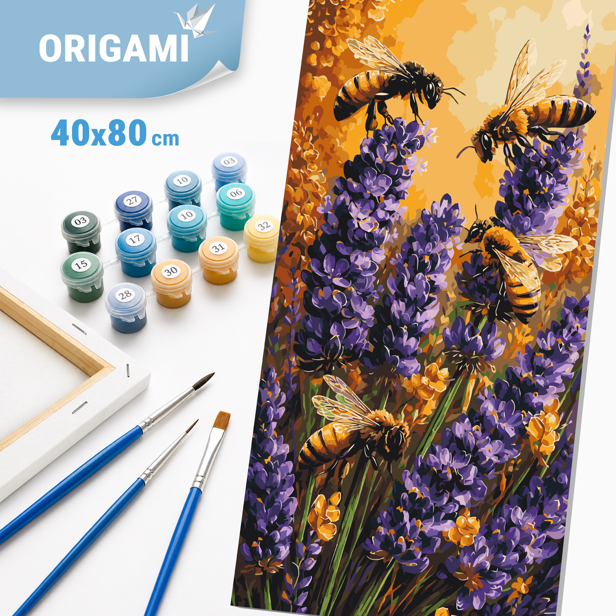 Malování podle čísel na rámu 40×80 cm - Včely v levanduli - Květiny/Krajinka - LW 5256