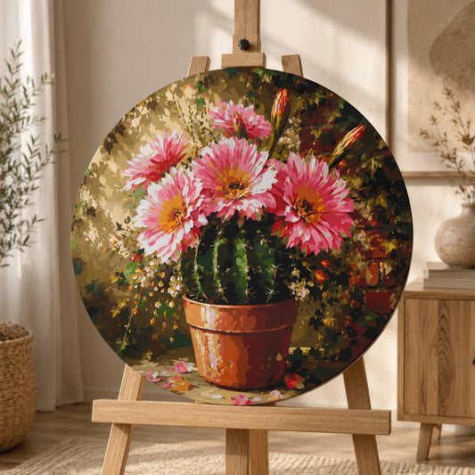 Kulaté malování podle čísel Ø45 cm Květiny. Kaktus Echinopsis OR 2028