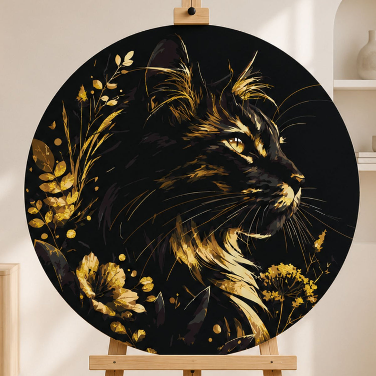 Kulaté malování podle čísel Ø45 cm Zvířata. Černý kocour OR 2042
