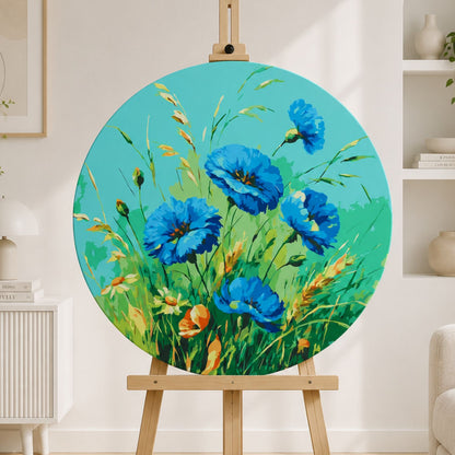 Kulaté malování podle čísel Ø40 cm Květiny. Modré máky OR 2046