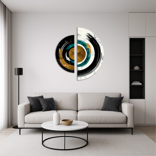 Malování podle čísel na rámu 70*70 cm Rovnováha protikladů s metalickými barvami (půlkruhy) OSR 1001