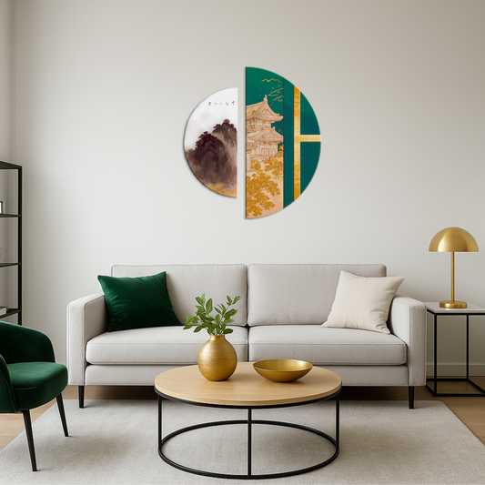 Malování podle čísel na rámu 70*70 cm Východní harmonie s metalickými barvami (půlkruhy) OSR 1003