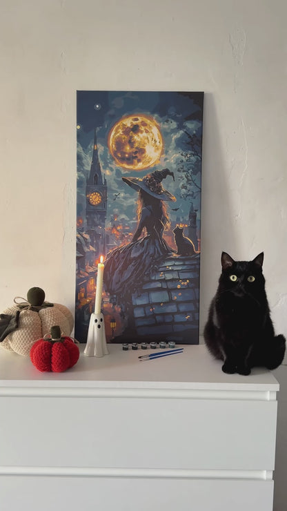 Malování podle čísel na rámu 40*80 cm Mladá čarodějnice s metalickými barvami LW 5130