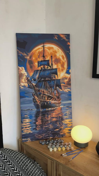 Malování podle čísel na rámu 40*80 cm. Loď na moři LW 5108