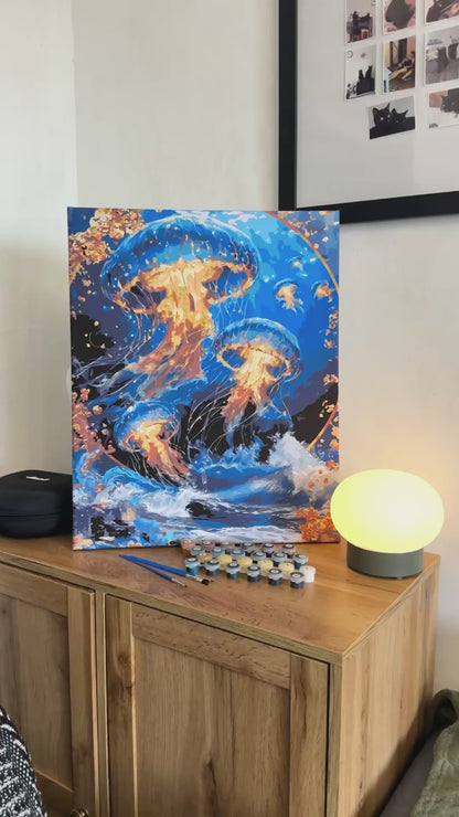 Maľování podle čísel na rámu 40*50 cm Medúzy s metalickými barvami LW 2173-01