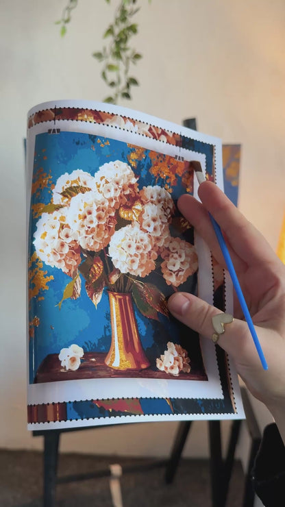 Malování podle čísel na rámu 40*50 cm Květy. Kytice hortenzií s metalickými barvami LW 3295