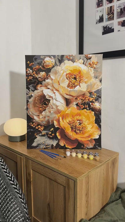 Malování podle čísel na rámu 40*50 cm Květiny - Bohaté pivoňky s metalickými barvami LW 3154-01