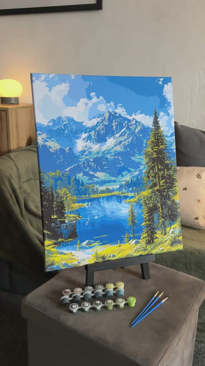 Malování podle čísel na rámu 40*50 cm krajinka – Horský klid LW 30990